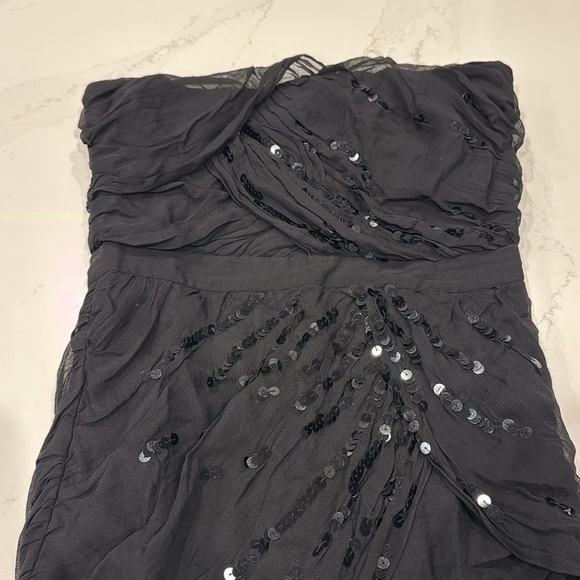 DVF Garvin Embellished Strapless Mini Dress | Black Sequin Silk | Size 2 - Picture 3 of 13